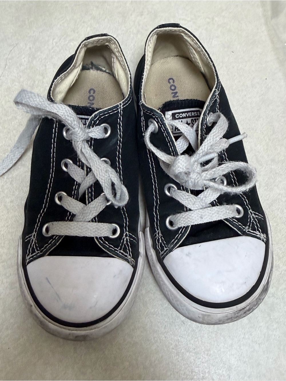 Converse Kids Black and White Low-Top Canvas Sneakers